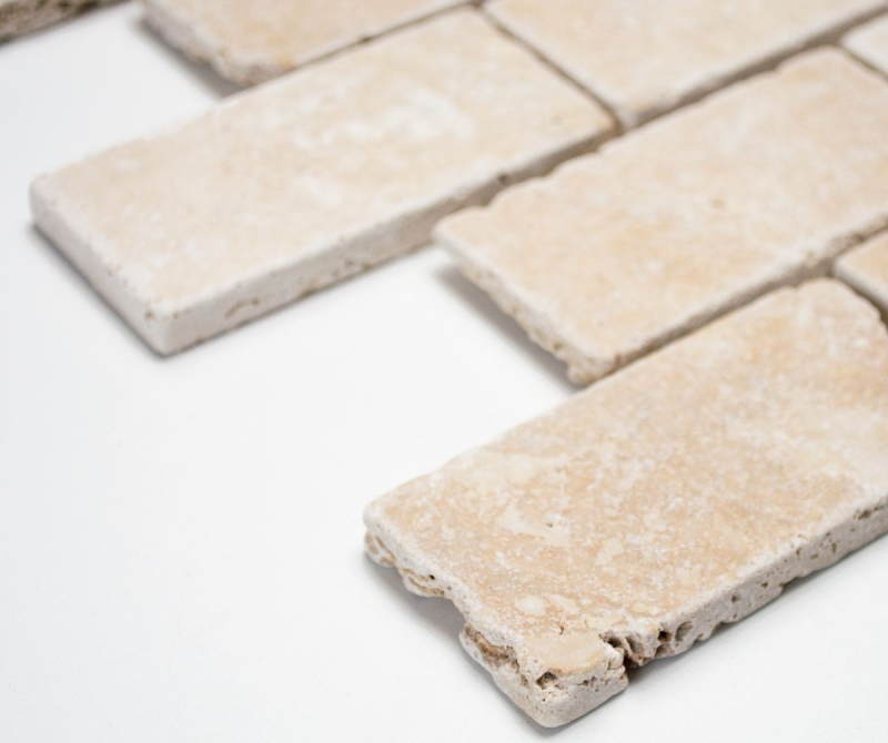 Mosaic tile travertine natural stone beige Brick Inula Chiaro Antique Travertine MOS43-1202_f