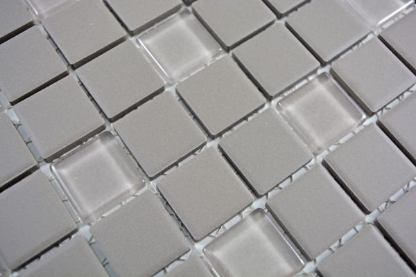 Keramik Mosaik mittelgrau cream unglasiert rutschsicher Glasmosaik mix Duschtasse Badfliese - MOS18-0202-R10
