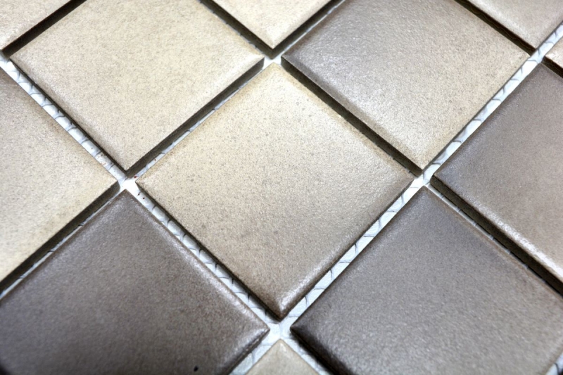 Ceramic mosaic tile BROWN BEIGE MIX SMOOTH SLIPPROOF kitchen backsplash - MOS16-1211-R10