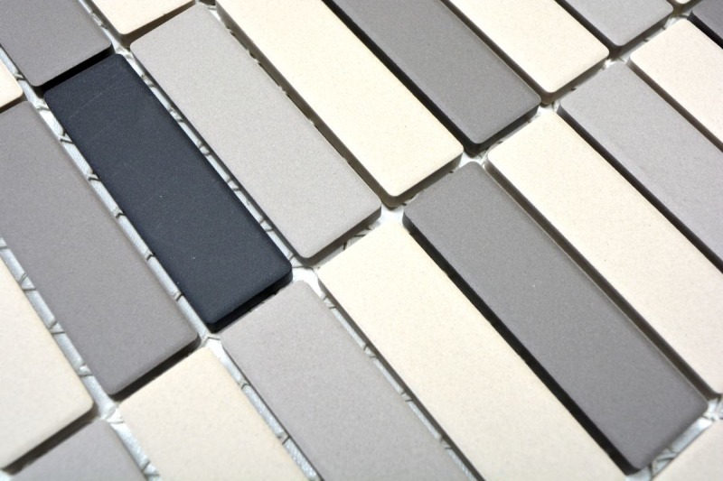 Piastrella di mosaico Rod in ceramica beige chiaro grigio nero grafite non smaltato piatto doccia antiscivolo - MOS24B-0208-R10