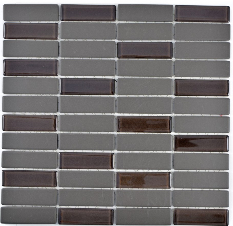 Piastrella di ceramica a mosaico grigio-marrone non smaltata vetro mix antiscivolo doccia pavimento piastrelle bagno - MOS24-1313-R10
