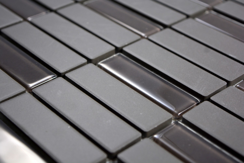 Ceramic mosaic tile gray-brown unglazed non-slip glass mix shower tray floor tile bathroom - MOS24-1313-R10