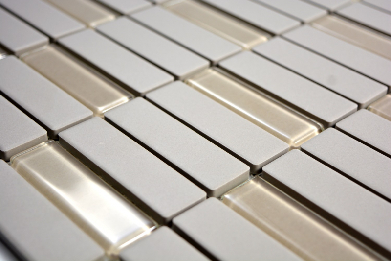 Rod mosaic tile ceramic light beige mud gray unglazed non-slip glass mix shower tray floor tile bathroom - MOS24-0212-R10