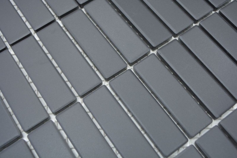 Piastrella a mosaico Rod in ceramica nera antracite non smaltata piatto doccia antiscivolo piastrella pavimento bagno piastrella parete - MOS24B-0310-R10