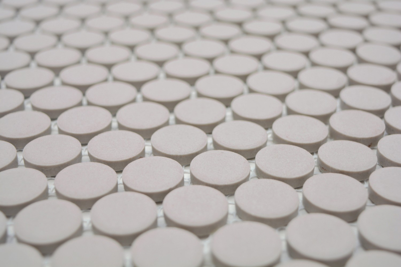 Mosaico a bottoni LOOP mosaico rotondo grigio chiaro beige pavimento cucina doccia MOS10-0202-R10_f