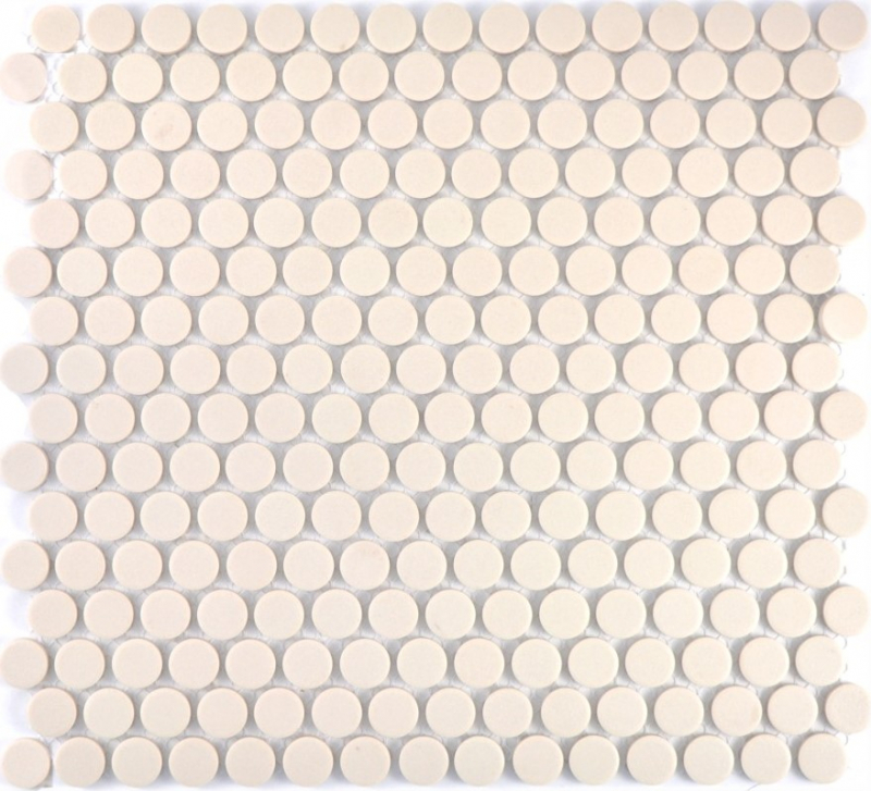 Mosaïque bouton LOOP mosaïque ronde beige clair mat non-émaillé antidérapant mur cuisine douche SALLE DE BAINS - MOS10-1202-R10