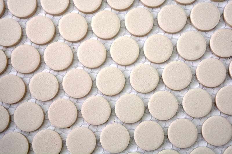 Button mosaic LOOP round mosaic light beige matt unglazed non-slip wall kitchen shower BATH - MOS10-1202-R10