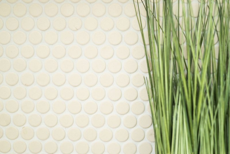 Button mosaic LOOP round mosaic light beige matt unglazed non-slip wall kitchen shower BATH - MOS10-1202-R10