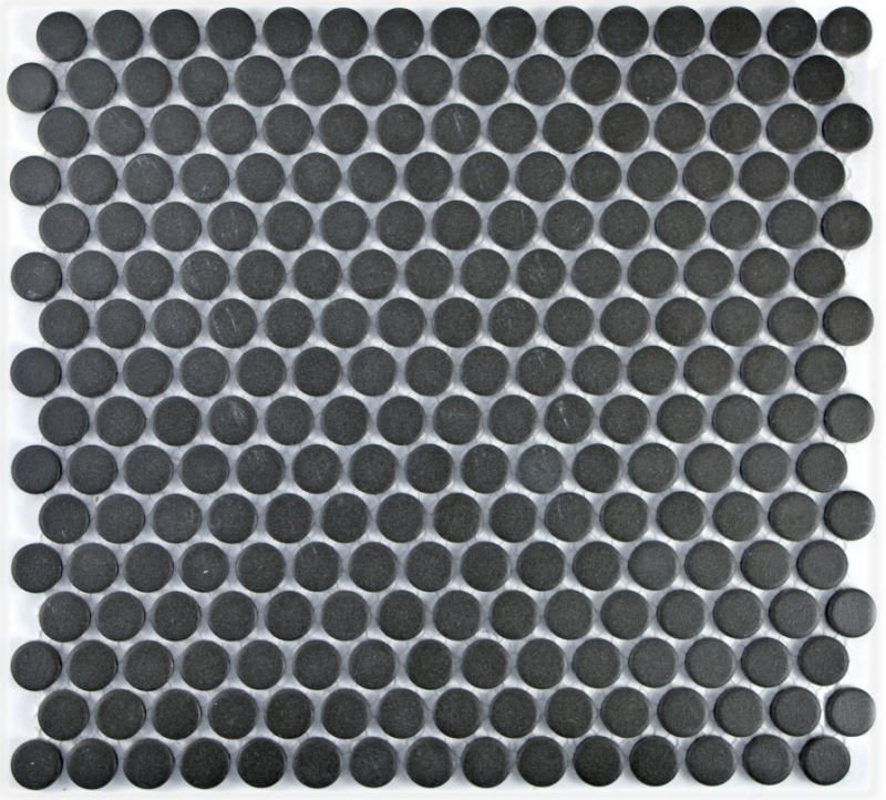 Mosaico a bottoni LOOP piatto doccia rotondo a mosaico nero antracite non smaltato a parete antiscivolo - MOS10-0304-R10