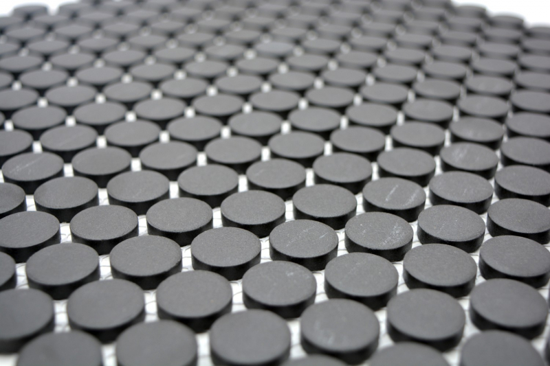 Mosaico a bottoni LOOP piatto doccia rotondo a mosaico nero antracite non smaltato a parete antiscivolo - MOS10-0304-R10