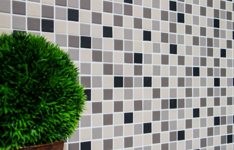 Mosaic tile ceramic light beige gray unglazed kitchen splashback MOS18-0205_f