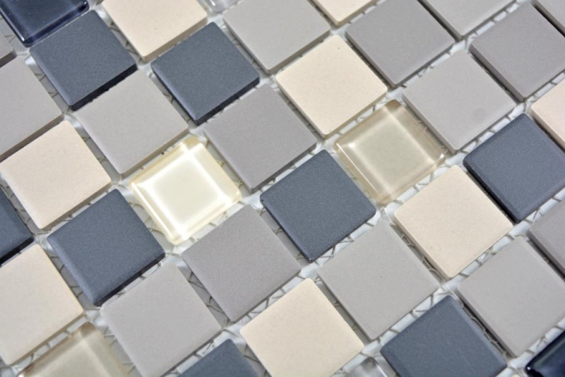 Piastrella a mosaico in ceramica beige chiaro grigio non smaltato Backsplash in vetro MOS18-CUG60_f