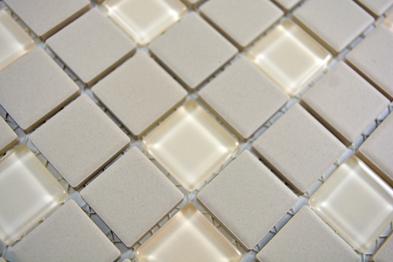 Ceramic mosaic SHOWER FLOOR TILES light beige unglazed non-slip glass mosaic- MOS18-1212-R10