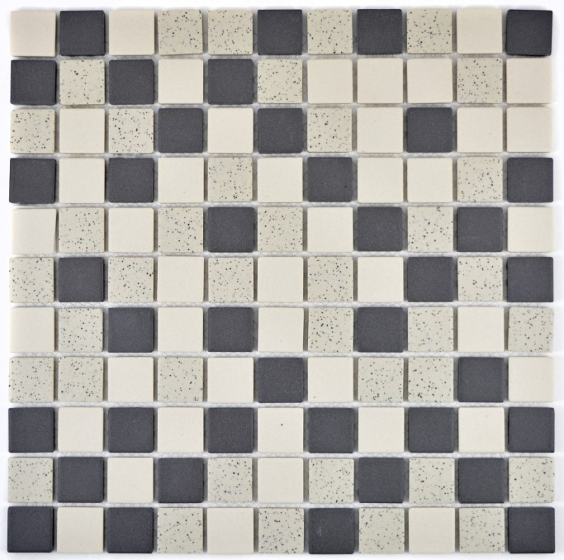 Keramik Mosaik beige soft schwarz unglasiert rutschsicher gesprenkelt DUSCHTASSE BODENFLIESE Küche - MOS18-0113-R10