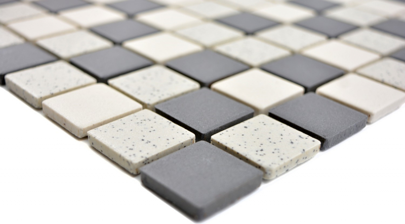 Keramik Mosaik beige soft schwarz unglasiert rutschsicher gesprenkelt DUSCHTASSE BODENFLIESE Küche - MOS18-0113-R10