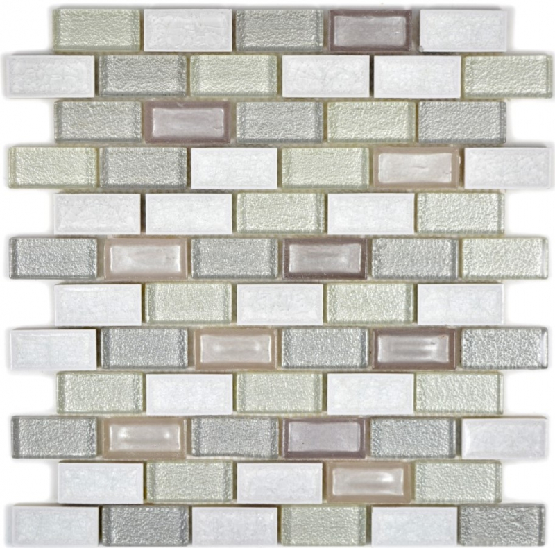 Mosaico di vetro Tappeto di mosaico Bordo di mosaico in ceramica bianco crema grigio chiaro beige - MOS83IC-0211