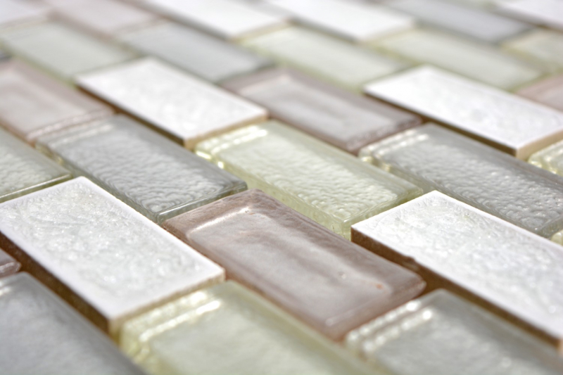 Carreau de mosaïque Céramique translucide blanc Brick Mosaïque de verre Crystal Céramique blanc ancien MOS83IC-0121_f