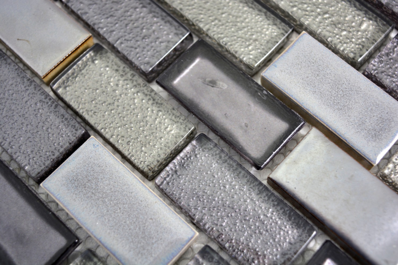 Piastrella di mosaico Ceramica traslucida grigio Brick Mosaico di vetro Cristallo di ceramica grigio antico MOS83IC-0229_f