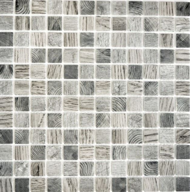 Mosaico di vetro Rivestimento sostenibile Riciclaggio texture legno grigio chiaro Backsplash di piastrelle MOS63-312