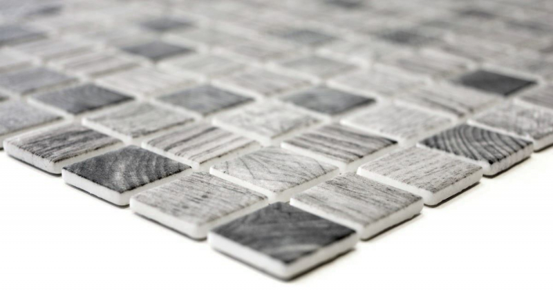 Mosaico di vetro Rivestimento sostenibile Riciclaggio texture legno grigio chiaro Backsplash di piastrelle MOS63-312