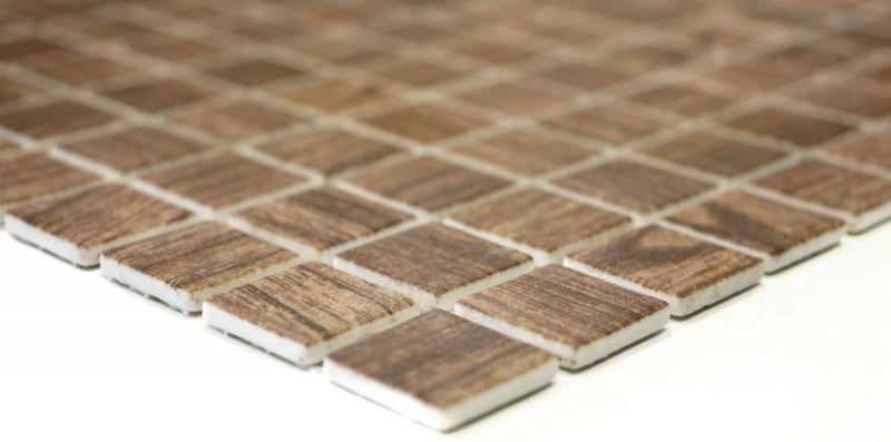 Glass mosaic Sustainable wall covering Recycling wood texture brown Tile backsplash MOS63-409