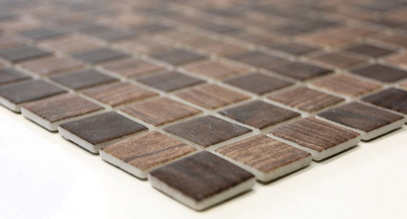 Mosaico di vetro Rivestimento sostenibile Riciclaggio texture legno marrone scuro Backsplash di piastrelle MOS63-410