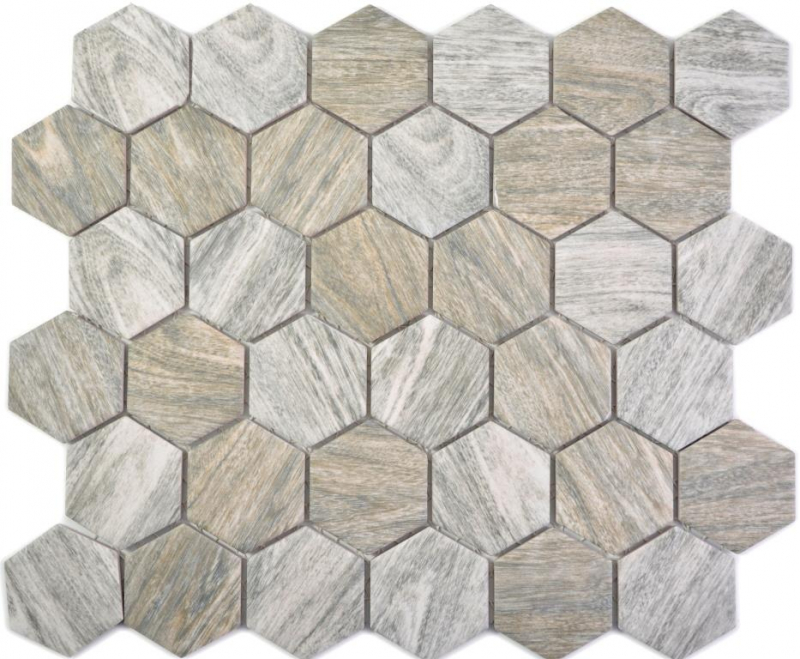 Ceramica mosaico esagono venature del legno grigio mosaico piastrelle parete backsplash cucina bagno MOS11H-0200_f