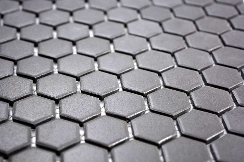 Piastrella di mosaico esagonale in ceramica nera non smaltata antiscivolo piatto doccia pavimento bagno - MOS11A-0304-R10