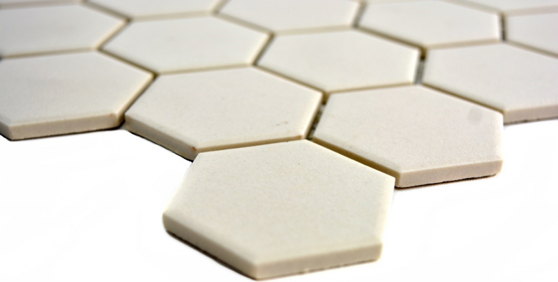 Piastrella di mosaico esagonale in ceramica beige chiaro non smaltata pavimento antiscivolo piatto doccia parete - MOS11B-1202-R10