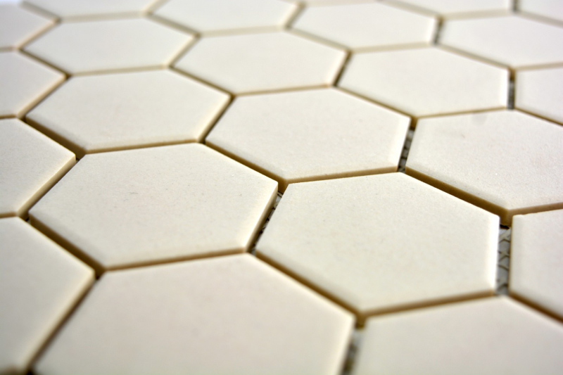 Hexagonal hexagonale mosaïque carreaux de céramique beige clair non émaillé antidérapant carreaux de sol bac à douche mur - MOS11B-1202-R10