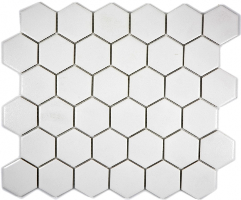 Mosaikfliese Keramik Hexagon weiß unglasiert MOS11B-0102-R10_f