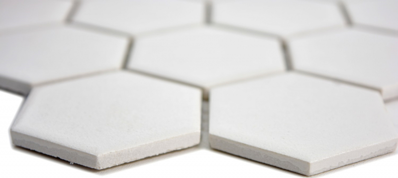 Piastrella di mosaico esagonale in ceramica bianca non smaltata pavimento antiscivolo piscina piastrella piatto doccia - MOS11B-0102-R10