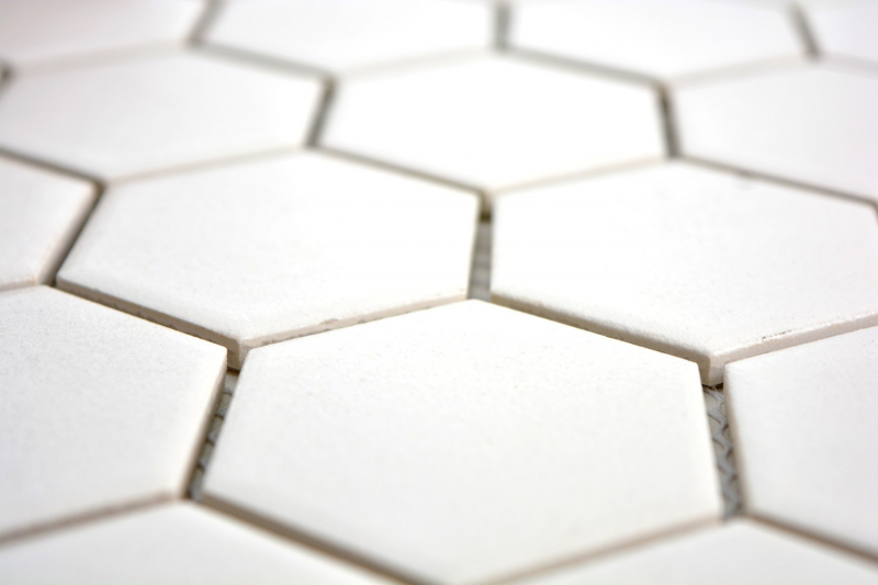 Hexagonal hexagon mosaic tile ceramic white unglazed non-slip floor tile swimming pool tile shower tray - MOS11B-0102-R10