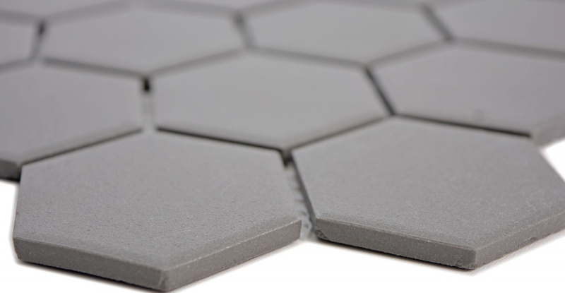 Hexagonal hexagon mosaic tile ceramic dark gray unglazed non-slip shower floor tile backsplash bathroom - MOS11B-0213-R10