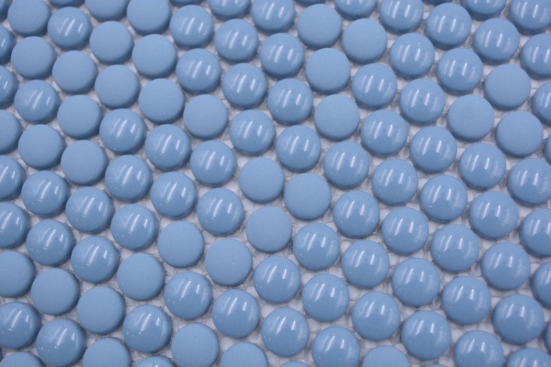 Mosaïque bouton Loop mosaïque ronde bleu brillant mat mur carrelage cuisine salle de bain MOS140-0411
