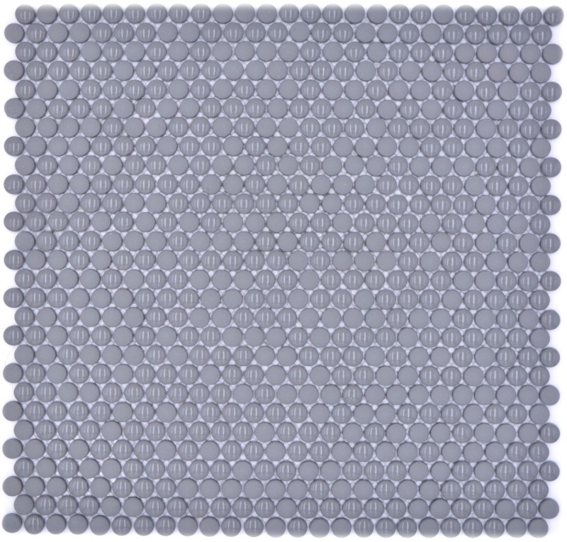 Knopfmosaik Loop Rundmosaik grau glänzend matt Wand Fliesenspiegel Küche Bad MOS140-0211