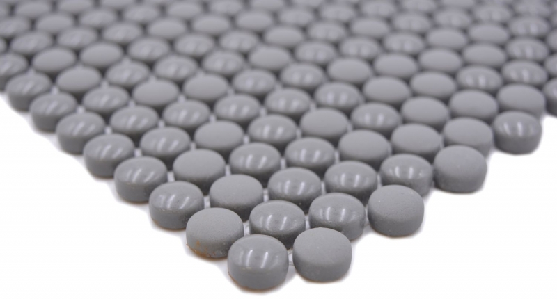 Mosaïque bouton Loop mosaïque ronde gris brillant mat mur carrelage cuisine salle de bain MOS140-0211