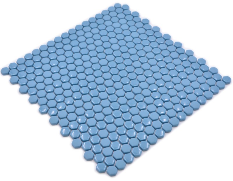 Glass mosaic hexagonal hexagon mosaic blue glossy matt mosaic tile wall tile backsplash kitchen bathroom