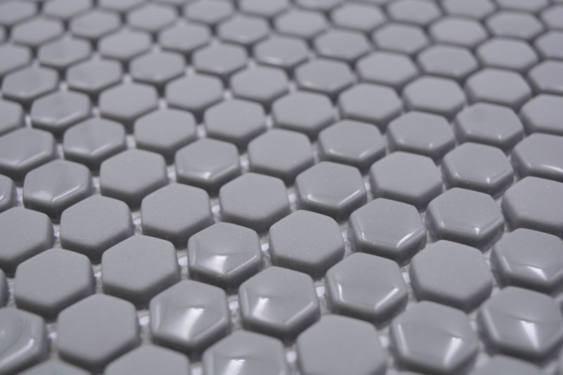 Mosaico di vetro esagonale piastrelle esagonali grigio lucido opaco piastrelle di mosaico muro piastrelle backsplash cucina bagno