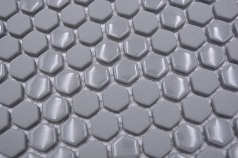 Mosaïque de verre Hexagonal Carreau hexagonal gris brillant mat Carreau de mosaïque murale Carrelage cuisine salle de bain