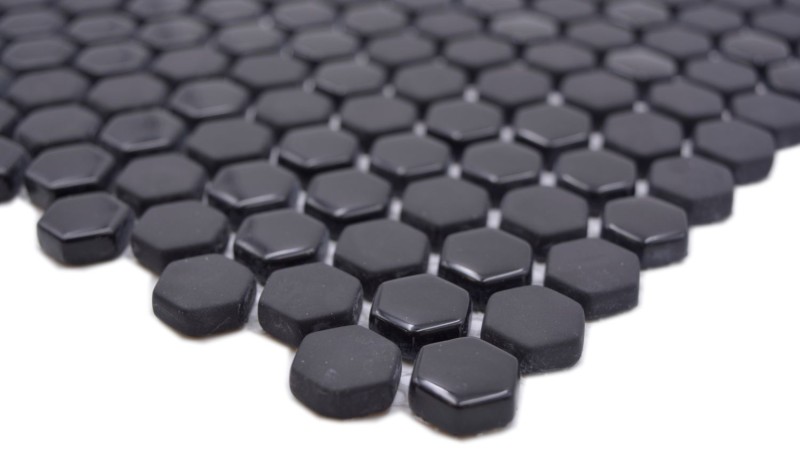 Glass mosaic hexagonal hexagon mosaic black glossy matt mosaic tile wall tile backsplash kitchen bathroom