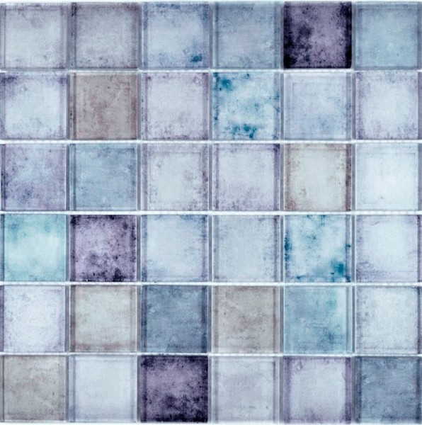 Glasmosaik Mosaikfliesen pastell blau violett cream changierend Wand Fliesenspiegel Küche Bad