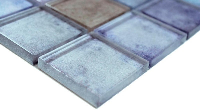Glasmosaik Mosaikfliesen pastell blau violett cream changierend Wand Fliesenspiegel Küche Bad
