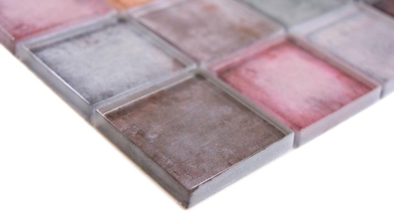 Mosaico di vetro piastrelle rosa marrone viola parete backsplash cucina bagno - MOS88-0412