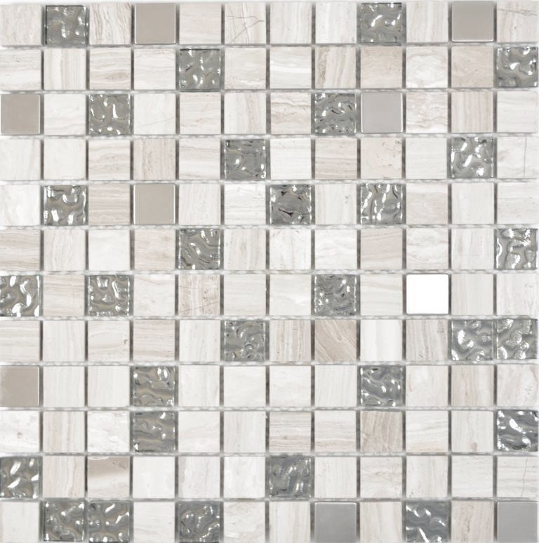 Natural stone rustic glass mosaic mosaic tile stainless steel gray white silver clear wall tile backsplash kitchen tile bathroom WC - MOS82-0108