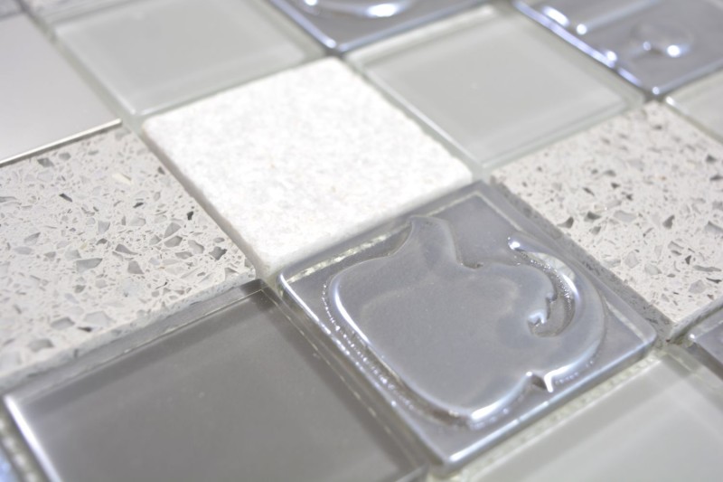 Kombination Crystal/Stahl mix grau/blau Küche Bad Dusche Mosaikfliese WB88-0402