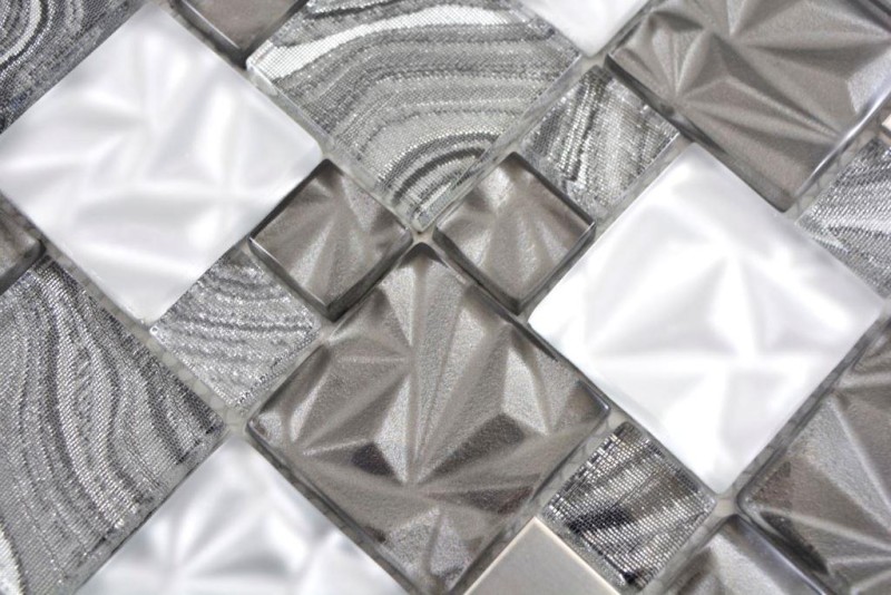 Glasmosaik Mosaikfliesen Stahl grau anthrazit schwarz Wand Fliesenspiegel Küche Bad