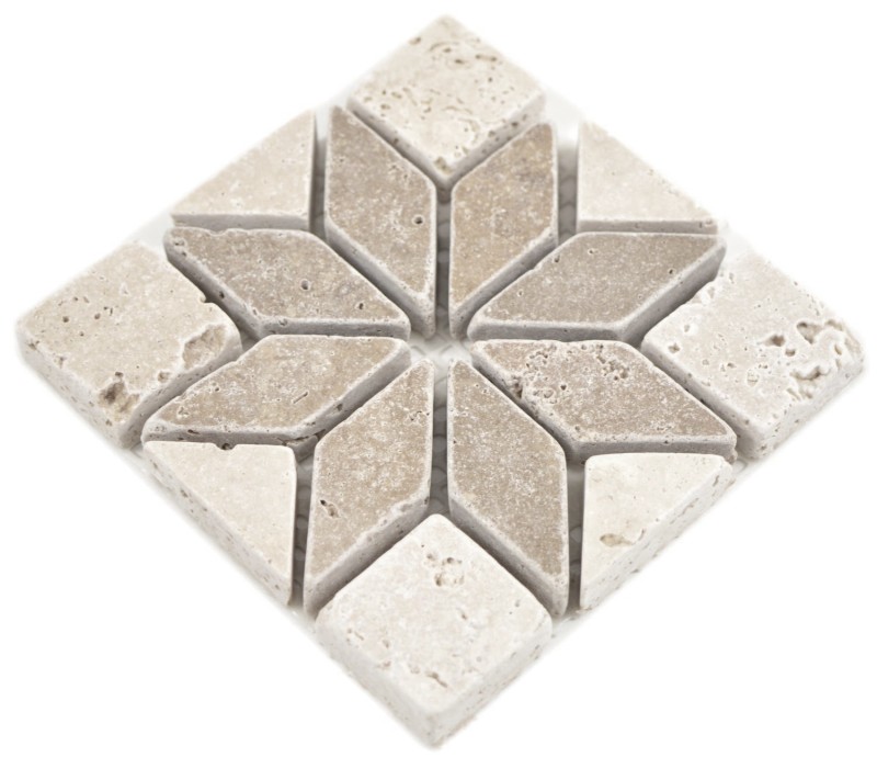 Mini plaquette pierre naturelle décor travertin beige ivoire noyer mur cuisine salle de bain WC sauna sol - MOSDEKO25
