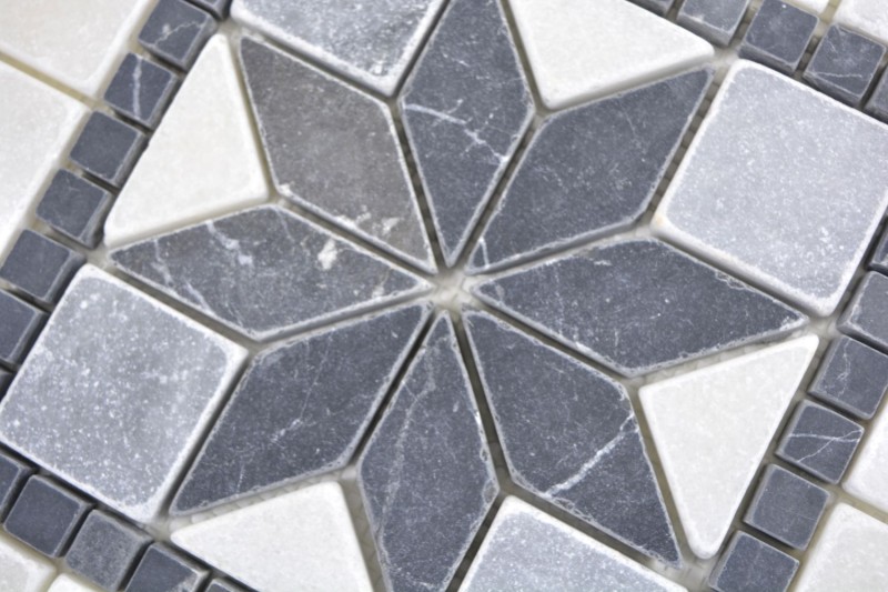 Natural stone inlay decor marble white light gray anthracite travertine floor wall kitchen tile mirror bathroom WC - MOSDEKO58