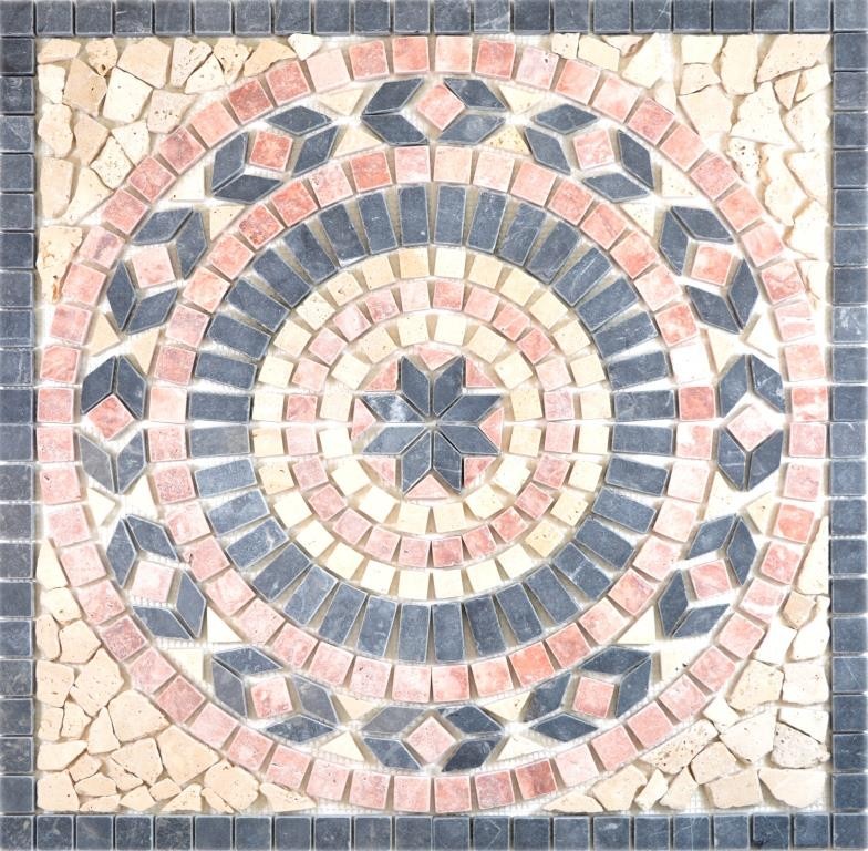 XL Einleger Naturstein Dekor rossoverona Travertin beige schwarz anthrazit Mosaikfliese Wand Boden Küche - MOSDEKO45